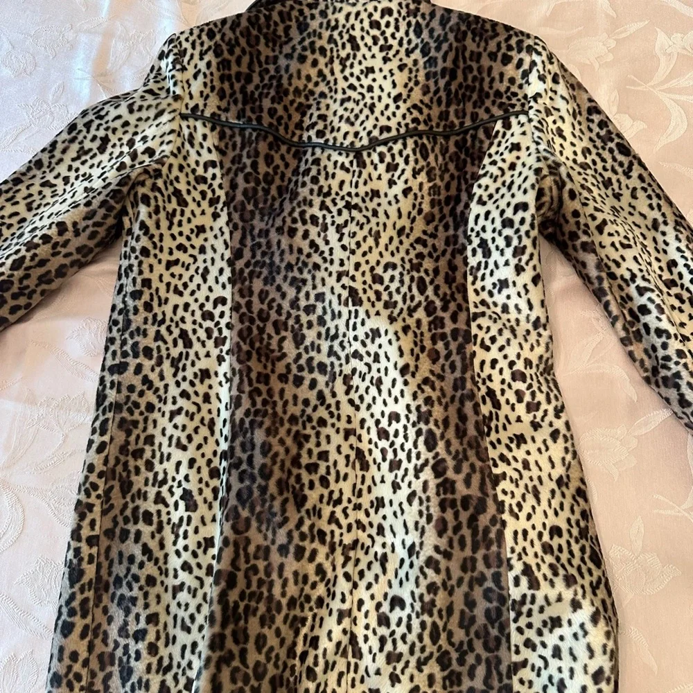 Ellen Tracy Brown Leopard Print Teddy Jacket - Picture 6 of 7
